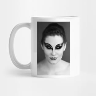 Girl with Black Swan style makeup on eyes. Mug